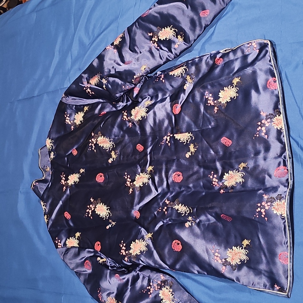 Vintage Elegant Satin Floral Embroidered GOLDEN CAMEL SHANGHI CHINA Jacket - Picture 4 of 10